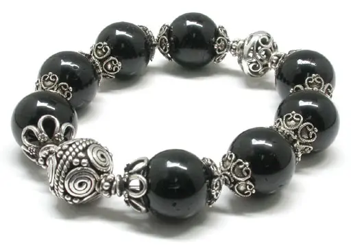 Black Tourmaline and Silver Bracelet