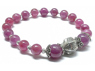 Ruby Beads and Silver Bracelet