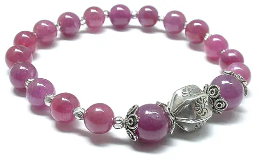 Ruby Beads and Silver Bracelet