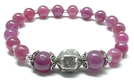Ruby Beads and Silver Bracelet