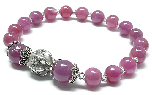 Ruby Beads and Silver Bracelet