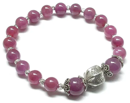 Ruby Beads and Silver Bracelet