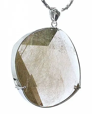 Rutilated Quartz Star of David in Silver Necklace