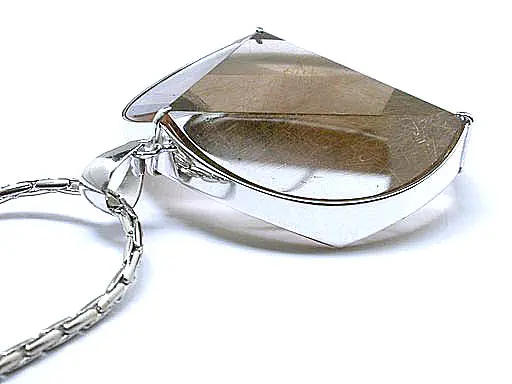 Rutilated Quartz Star of David in Silver Necklace