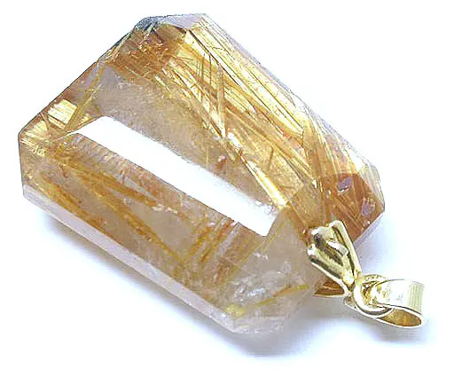 Rutilated Quartz Pendant with 18K Gold Clasp