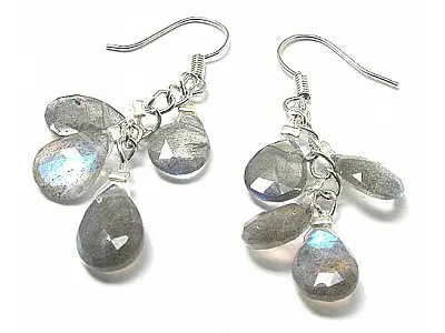 Labradorite Faceted Teardrop Earrings