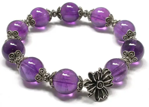 Classic Silver Amethyst Bead Bracelet DD2