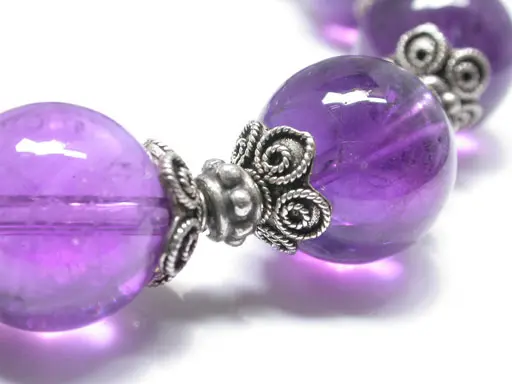 Classic Silver Amethyst Bead Bracelet DD2