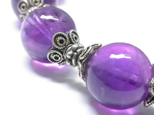 Classic Silver Amethyst Bead Bracelet DD2