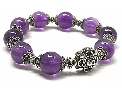 Classic Silver Amethyst Beads Bracelet DD3