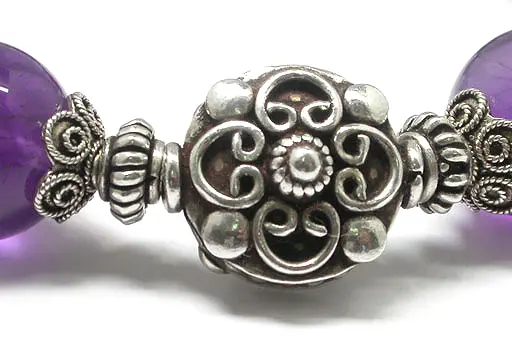 Classic Silver Amethyst Beads Bracelet DD3