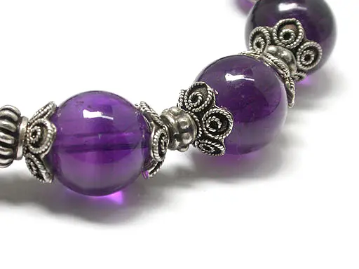 Classic Silver Amethyst Beads Bracelet DD3