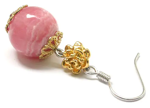 Rhodochrosite Gold Earrings