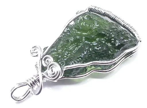 Moldavite in Silver Pendant