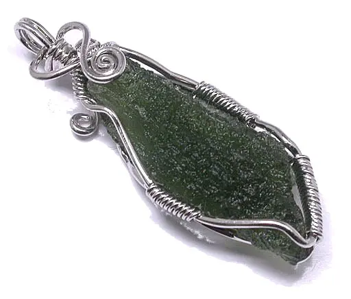 Moldavite in Silver Pendant