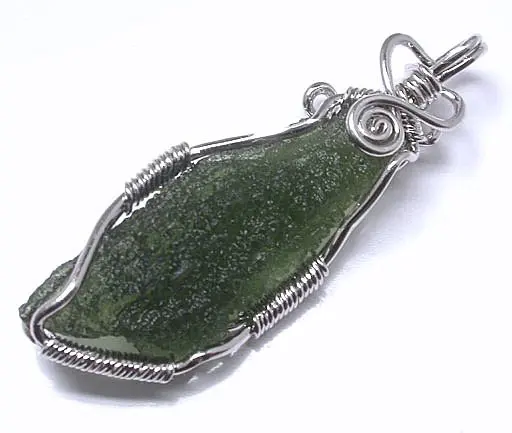 Moldavite in Silver Pendant