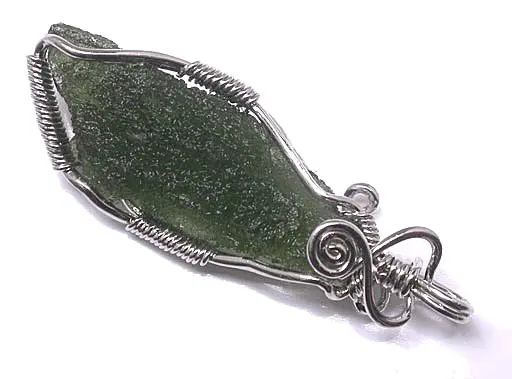 Moldavite in Silver Pendant