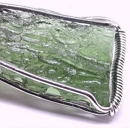 Moldavite in Silver Pendant