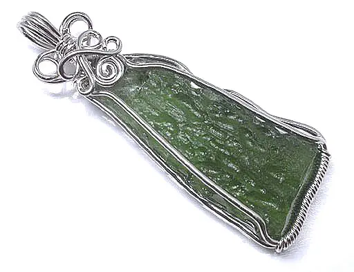 Moldavite in Silver Pendant