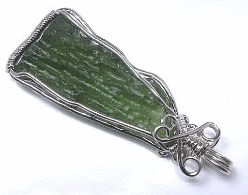 Moldavite in Silver Pendant