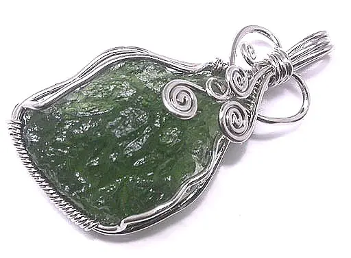 Moldavite in Silver Pendant