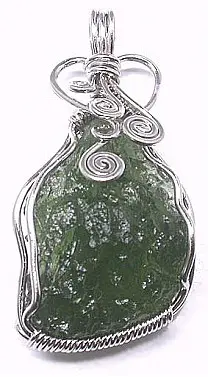 Moldavite in Silver Pendant