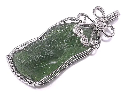 Moldavite in Silver Pendant