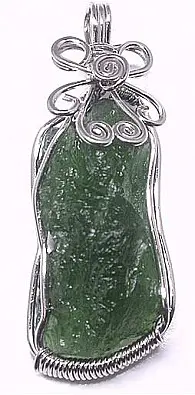 Moldavite in Silver Pendant