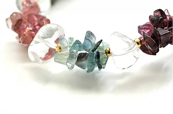 Irregular gravel Tourmaline and Clear Quartz Bracelet