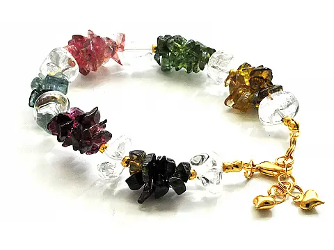 Irregular gravel Tourmaline and Clear Quartz Bracelet