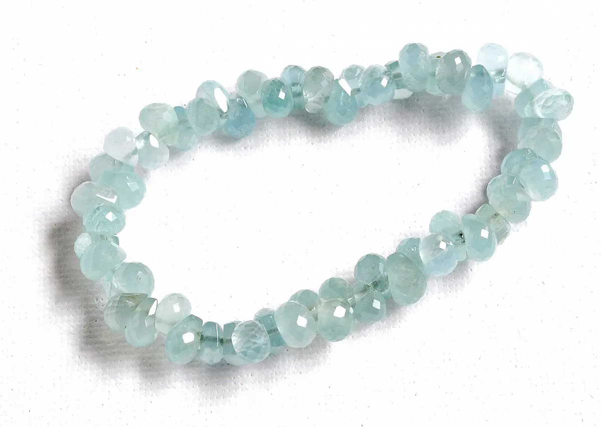 Genuine Aquamarine AAA grade gemstone faceted teardrop Bracelet