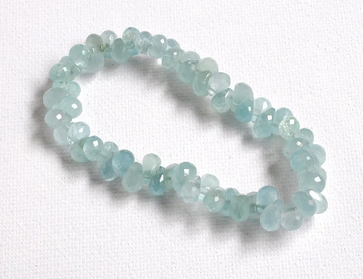 Genuine Aquamarine AAA grade gemstone faceted teardrop Bracelet