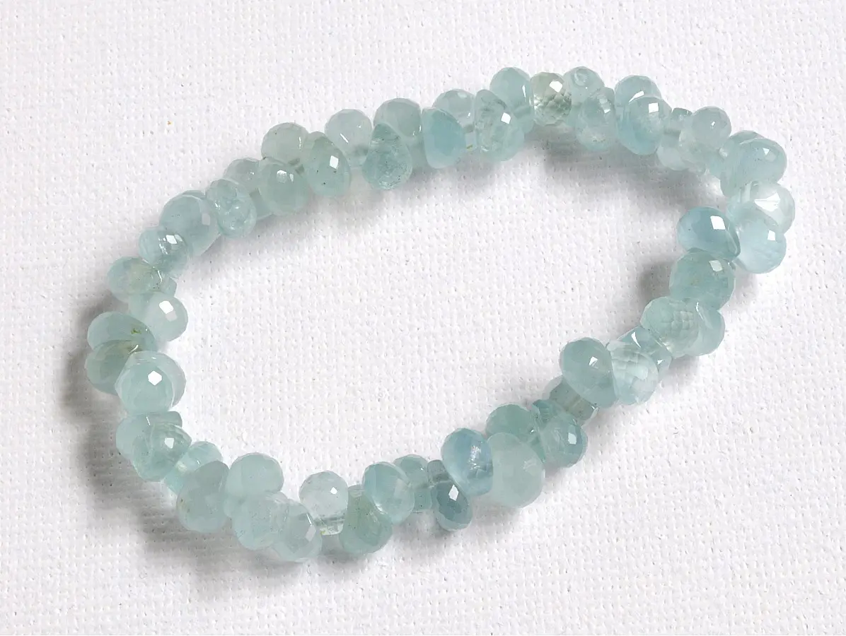 Genuine Aquamarine AAA grade gemstone faceted teardrop Bracelet