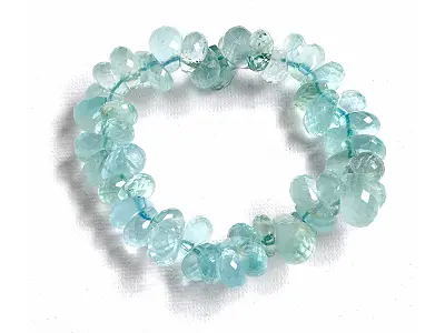 Genuine Aquamarine AAA faceted briolette bracelet