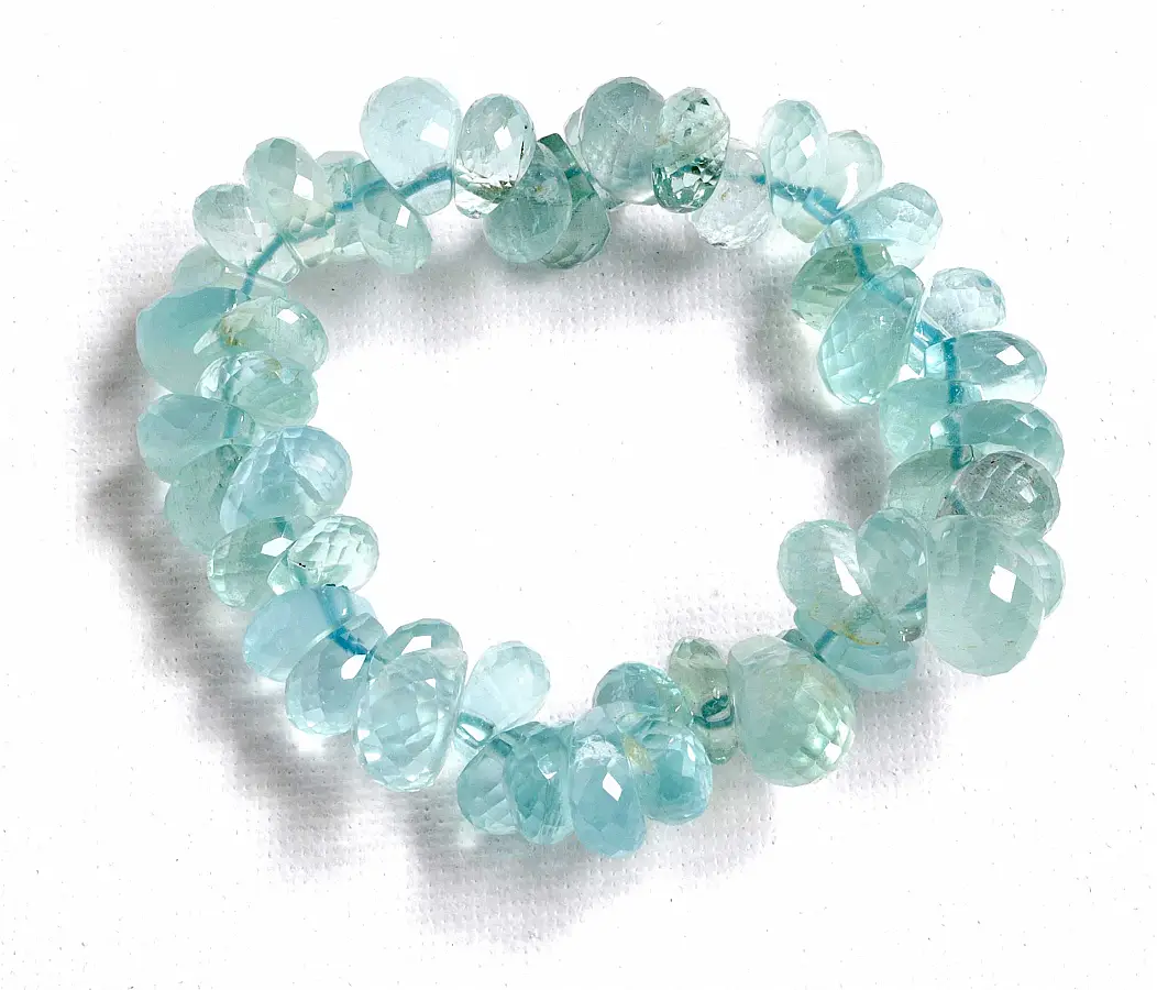 Genuine Aquamarine AAA faceted briolette bracelet