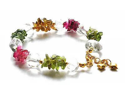 碧璽碎石+天然白水晶手鍊